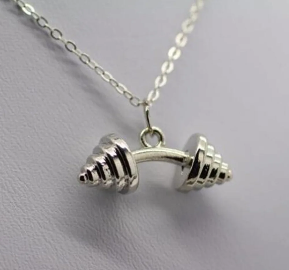 Mixed style Vintage Silver Dumbbell Fitness Weightlifting Pendant
