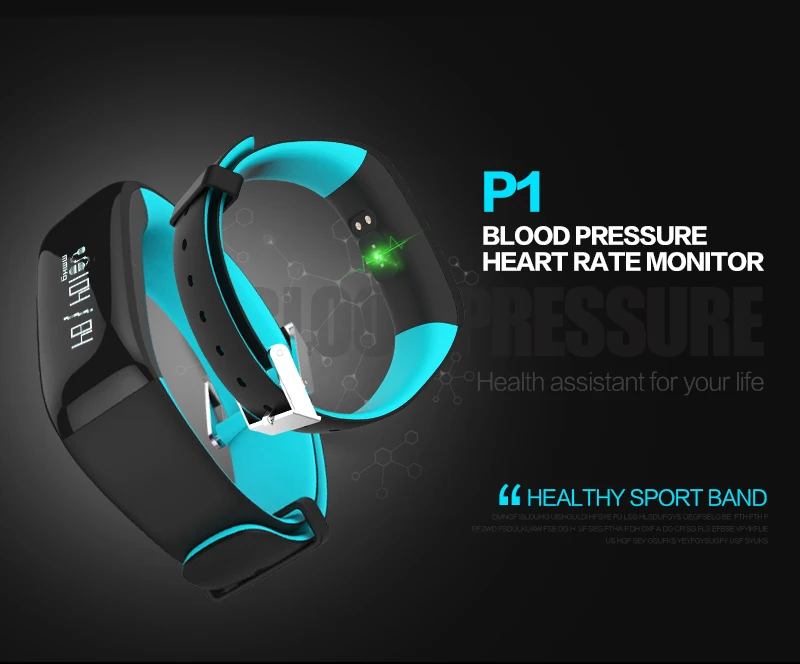 P1 смарт-браслет Bluetooth Смарт-браслет монитор сердечного ритма крови Давление фитнес-браслеты фитнес-трекер для IOS и Android