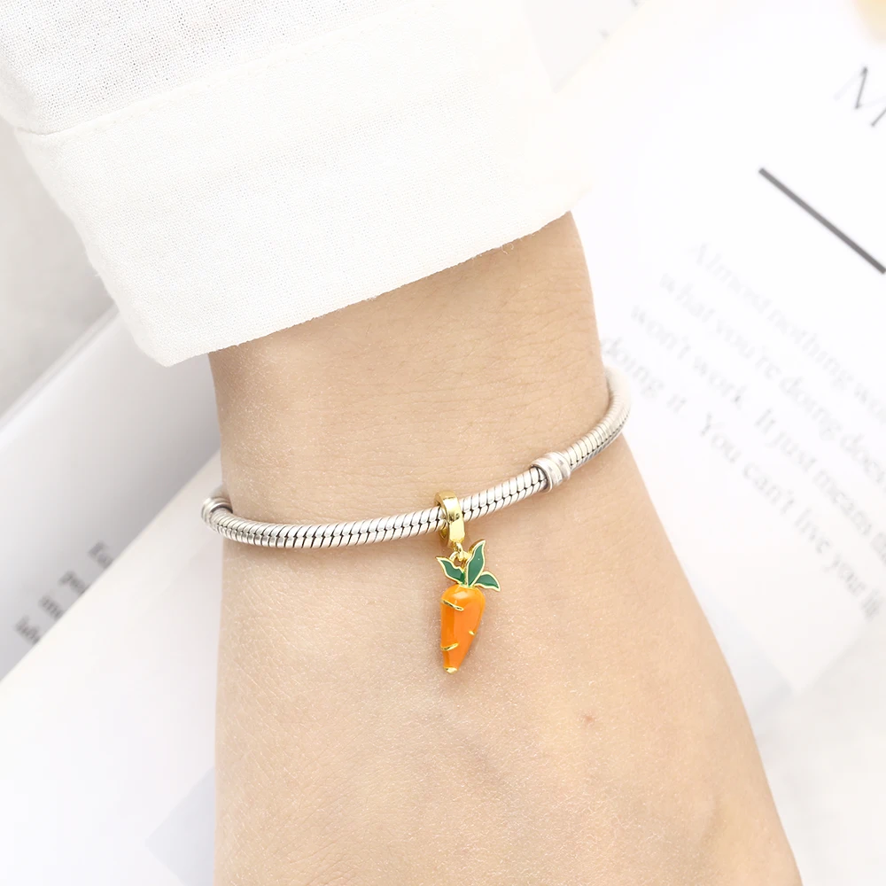 RainMarch Silver Carrot Pendant Fits Pandora Charms Bracelets Original 925 Silver Charms for Bracelets & Bangles Dropshipping (7)