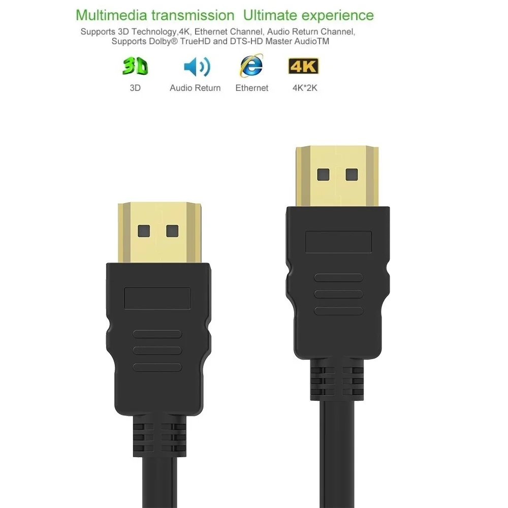 3ft 5ft  6ft 10ft 15ft High speed Gold Plated Plug Male-Male HDMI Cable 1.4 Version HD 1080P 3D for HDTV XBOX PS3computer cable