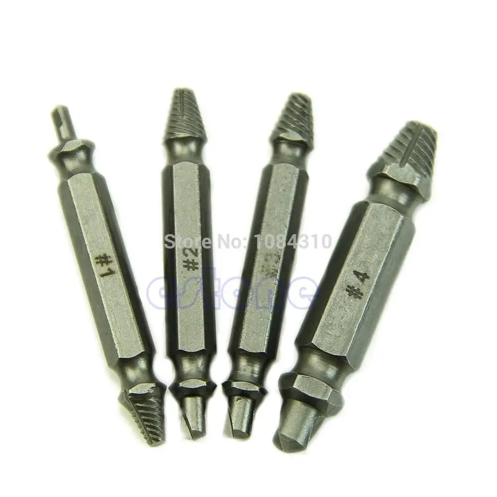 4xScrew Extractor Drill Bits Guide Set Broken Bolt Remover Easy Out 1