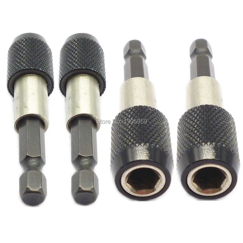 

4 X 60mm Long Electric Drill Quick Change Bit Holders 1/4" Hex Shank Quick Release Magnetic Screwdriver Bit Adaptors Holder Tool