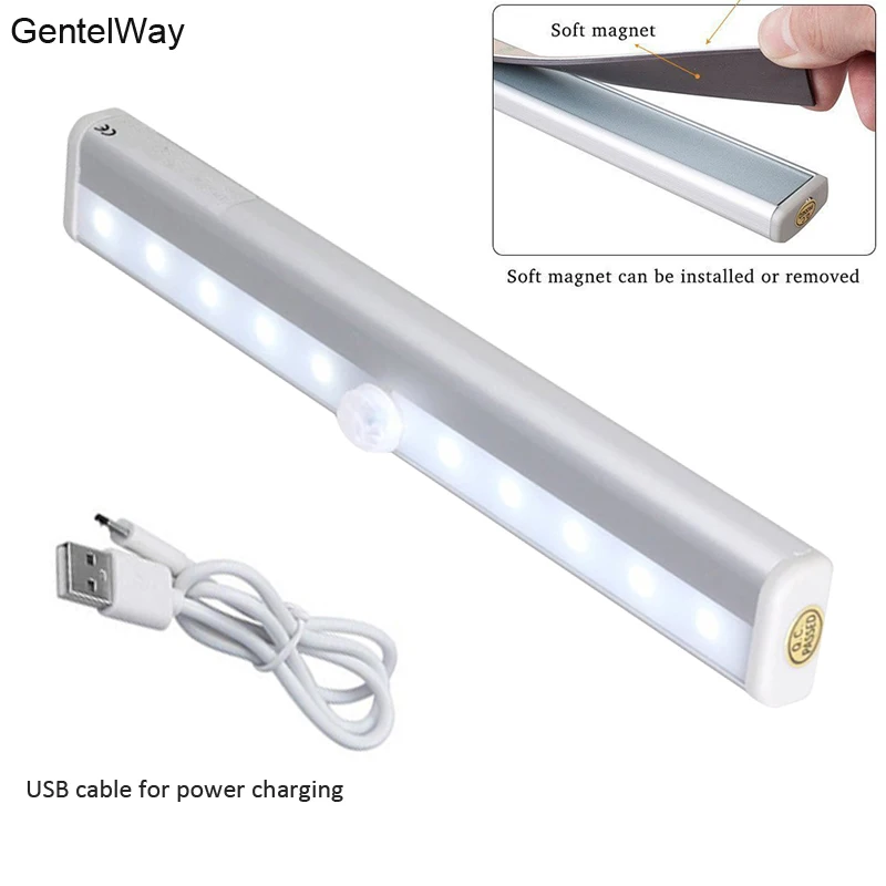 

USB Charging Nightlight Bar Lights Smart sensor Induction LED Lamp Built-in Battery for Bedroom Under Cabinet Kitchen Lighting