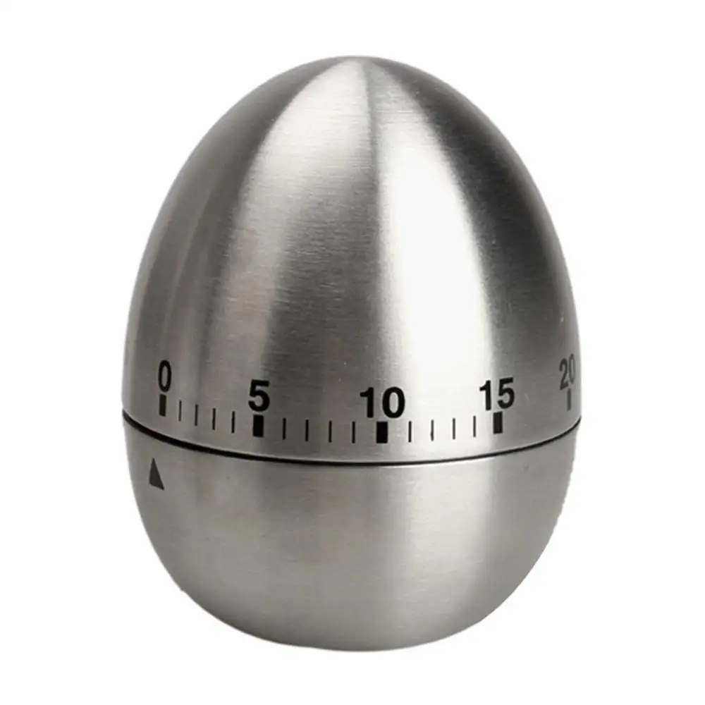 

Egg Kitchen Timer Stainless Steel Egg Shaped Timer Mechanical Rotating Alarm 60 minutes count down timer for Cooking
