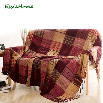 ESSIE HOME Sofa Blanket Chenille Red Beige Plaid Bohemia For Sofa Living Room Bedroom Rug Soft Bedspread Table Cloth Tapestry ESSIE HOME Sofa Blanket Chenille Red Beige Plaid Bohemia For Sofa Living Room Bedroom Rug Soft Bedspread Table Cloth Tapestry