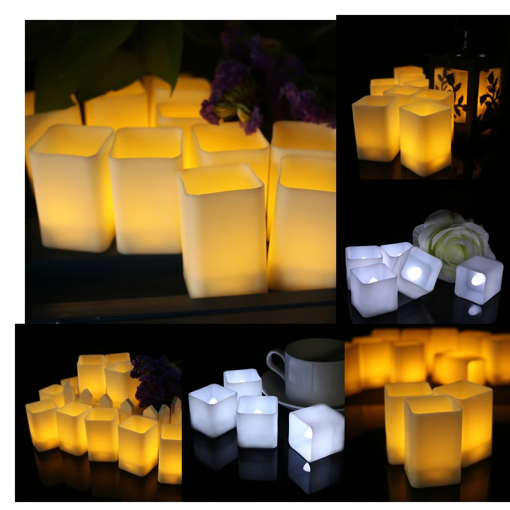Set of 12Pcs LED Candles Battery Operated Flickering Pillars Flameless