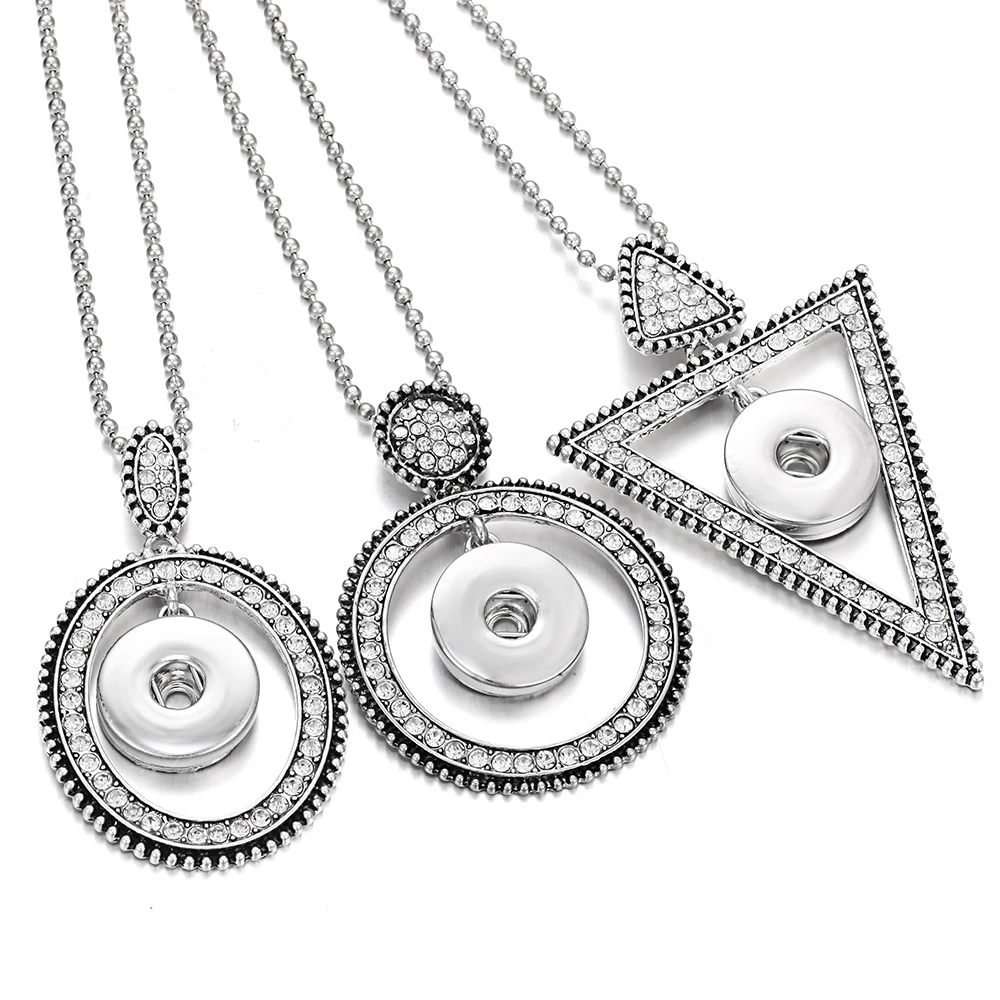 New Snap Jewelry Snap Button Necklace Fashion Metal Rhinestone Big