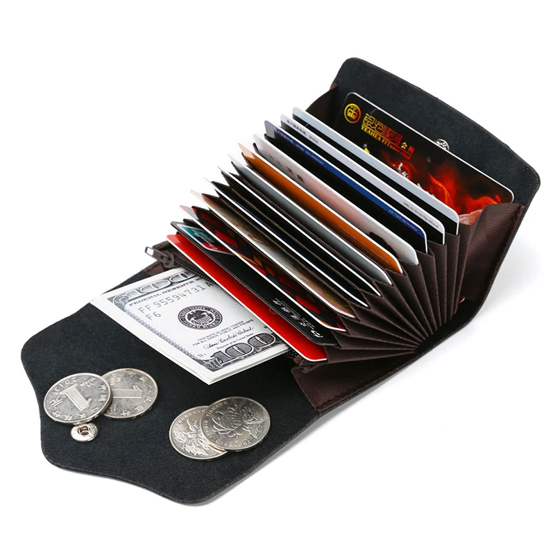 

Original Vintage Unisex Credit Card Holder Pu Leather Business Causal Card Case Mini Zipper Coin Purse Men and Women ID Holders