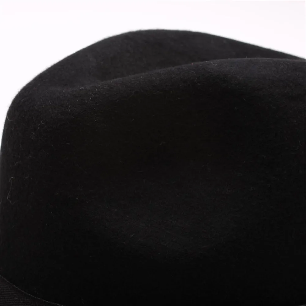 LUCKYLIANJI Для женщин Для мужчин элегантный бантом резинка с тесьмой фетровая шляпа в стиле джаз шерстяной фетр бант Панама котелок шляпа с широкими полями Гангстерская шляпа 57 см