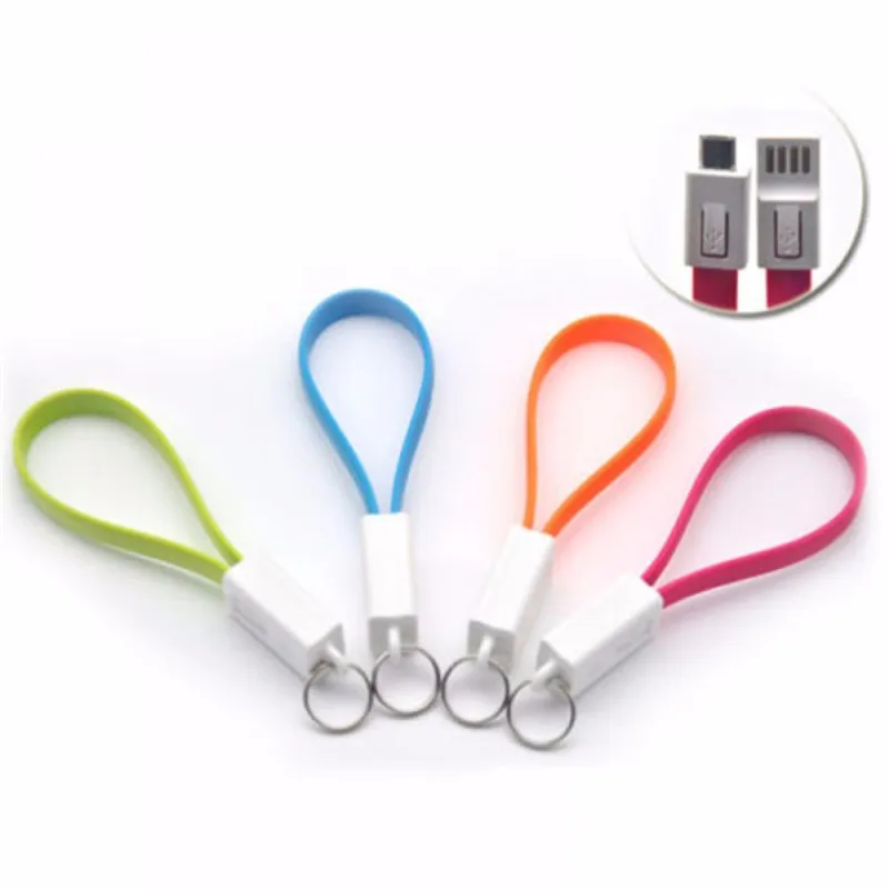 

New Keychain Key Ring Micro USB Charger Data Sync Cable fashion Portable Cord Flash Key Chain Data Cables