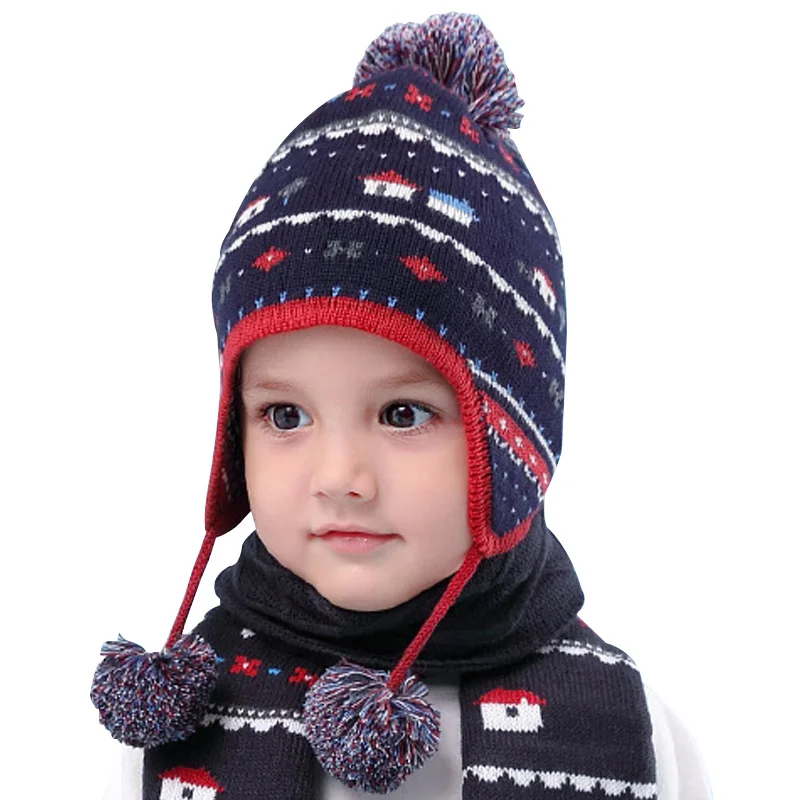 

BAIYIXIN Toddler Boys Winter Hats Ear Flaps Kids Fair Isle Peruvian Knit Hat