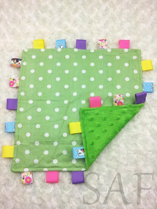 free shipping taggie blanket baby blanket green dot minky blankets