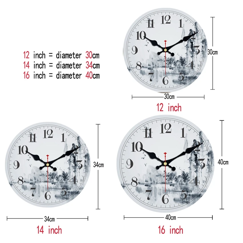 Классическая китайская живопись дизайн настенные часы бесшумные Гостиная Кабинет офис Домашний декор настенные художественные креативные большие часы без тиканья