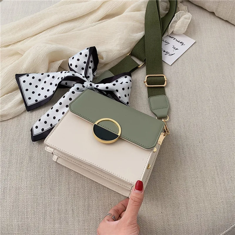 

Brand Originality Design 2019 New Wide Shoulder Belt Korean Simple Square Bag Fashion Colour Coloured Single Shoulder Slant Bag