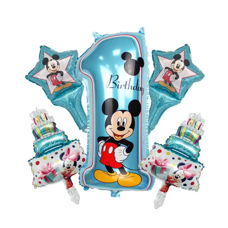 5 шт., украшение на день рождения, воздушный шар Микки и Минни Маус, 18 дюймов, воздушные шары из гелиевой фольги со звездным номером для детей 1 день рождения, globos