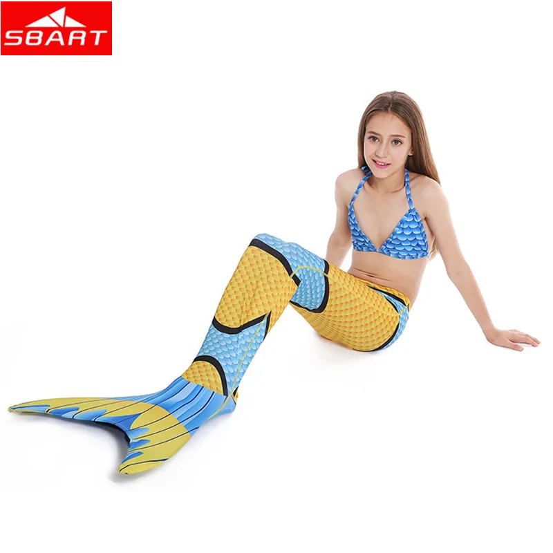 

SBART Children Simulation Fish Scales Bikinis Set Cute Girls Bow-knot Swimming Swimsuits Collocation with Mermaid Tail Swimwear