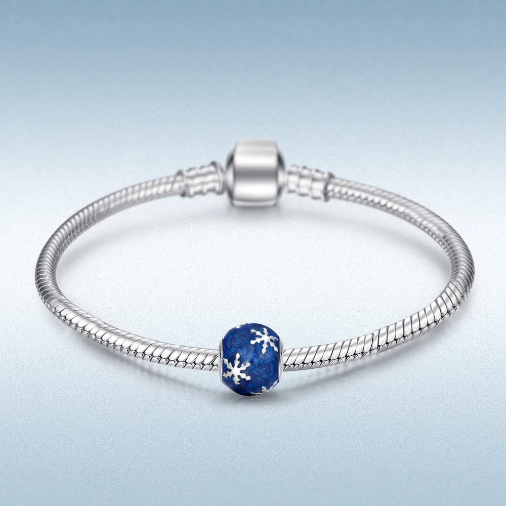 Jewelrypalace 925 пробы серебро рождественские снежинки голубой эмалью бисер Подвески Fit