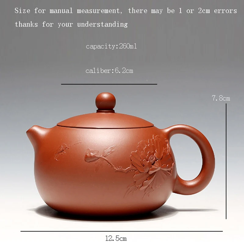260 мл Исин Аутентичные Фиолетовый Глина чайник Винтаж Пион цветок Dahongpao горшок все ручной работы сырой руды 188 отверстия фильтр Zisha чайники