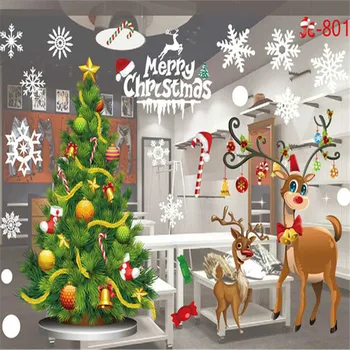 

New Year Christmas Home Decor Wall StickerWindow Sticker Snowflake Santa Window Stickers Christmas wall Stickers for Kids Rooms