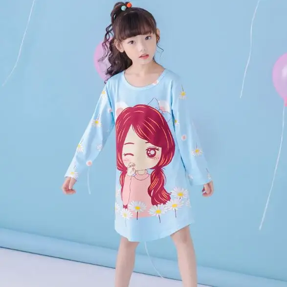

Spring Autumn Kids Sleeping Dress Toddler Girls Nightgown long sleeved Cartoon Children Princess Nightdress Clothing child night