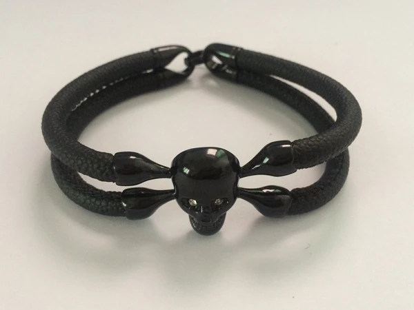 

Super fiber fish skin crystal skull bracelet stingray leather skull bracelet