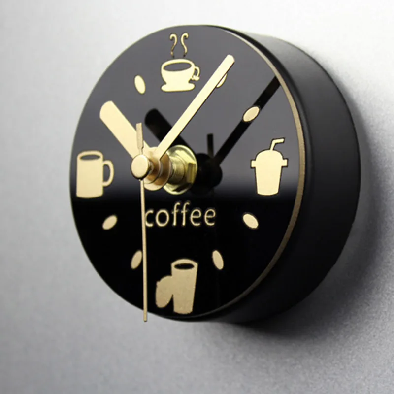 Кофе и напитки магнитные часы на холодильник креативные магнитные наклейки круглый черный кофе настенные часы кухня холодильник магниты декор