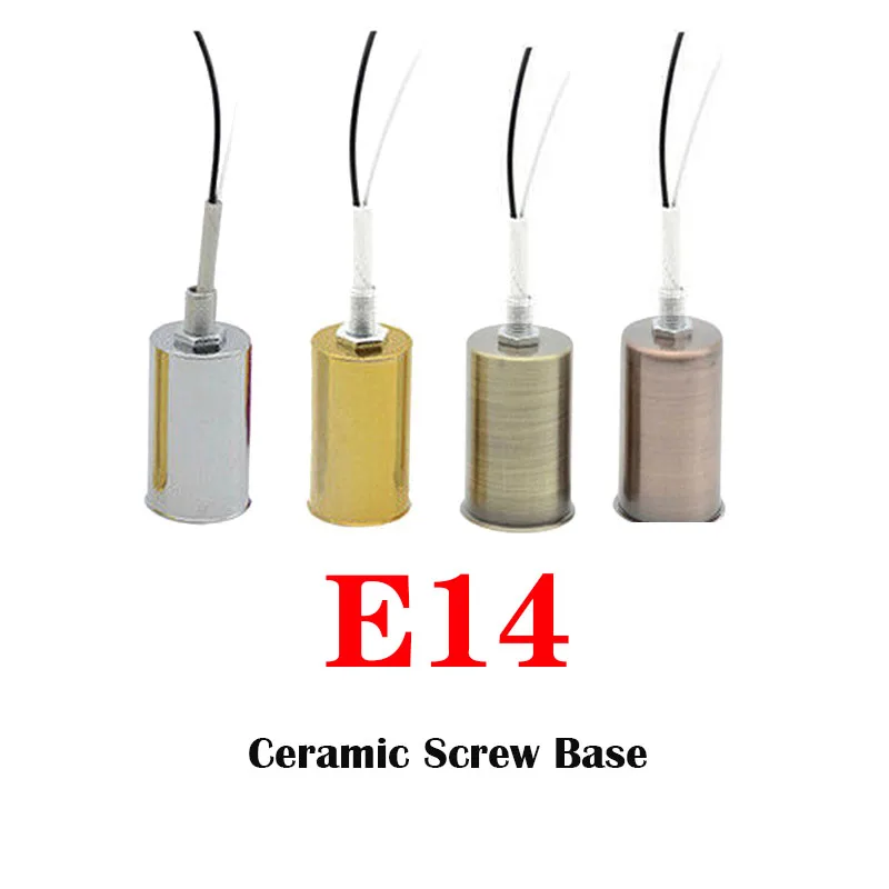 

E14 Lamp Socket Ceramic Holder Pendant Round Ceramic Screw Base Adapter Decor for LED Light Bulb Chrome/Gold/Bronze/Red Bronze