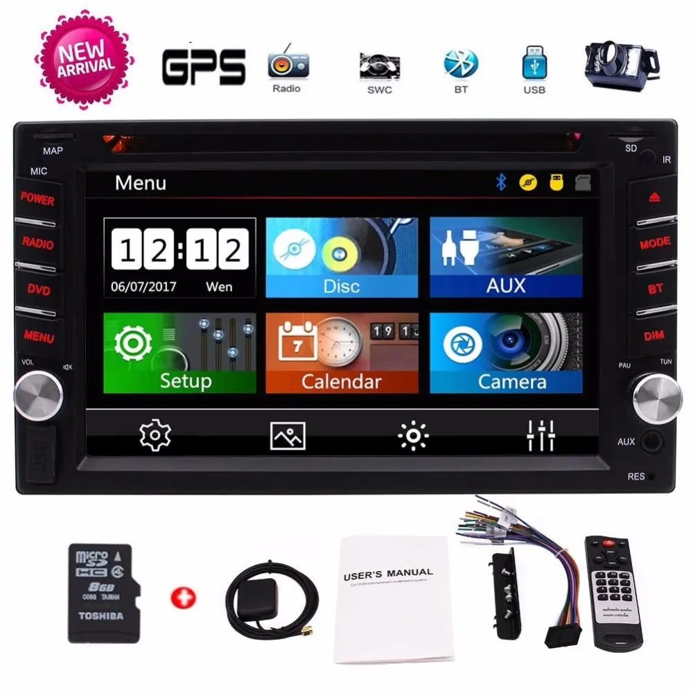 Top 2 Din Car GPS Navigation Stereo DVD CD Bluetooth GPS Radio Entertainment support USB SD AUX 1080P 8G gps Card Rear View Camera 0 Top 2 Din Car GPS Navigation Stereo DVD CD Bluetooth GPS Radio Entertainment support USB SD AUX 1080P 8G gps Card Rear View Camera 0