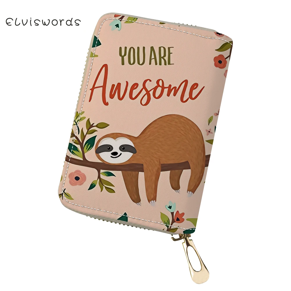 

ELVISWORDS Tree Sloth Printed Card & Id Holders Women Wallet Case Covers for Passports Female Business Travel Document Pochette