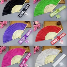 Свадебная вечеринка роскошный Шелковый складной ручной вентилятор в элегантной лазерной резки подарочной коробке Высокое качество сувениры/свадебные подарки+ печать на заказ текст