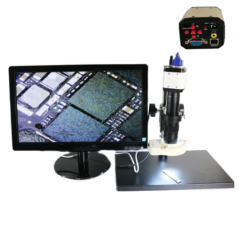 

Big boom table Industrial Microscope Camera Magnifier VGA USB AV TV Video output 10X 180X 300X adjustable zoom C-Mount lens tool