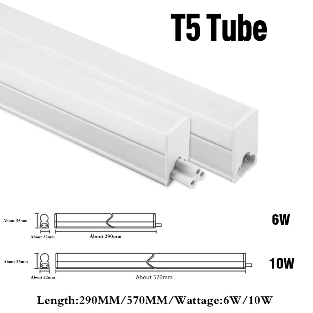 Светодиодный светильник T5 с интегрированной люминесцентной трубкой T8 300 мм 600 мм 1 фут 2 фута настенный светильник Лампада 6 Вт 10 Вт ампула теплый холодный белый 110 В 220 В