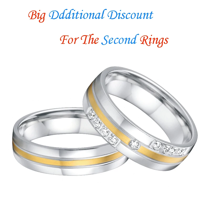 Unique Wedding Band Couple Ring Silver Color Cubic Zirconia Lovers Mens Bridal Jewelry Promise Rings For Women (3)