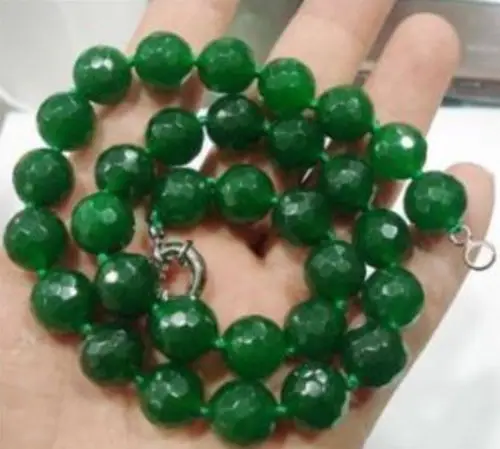 

ddh003808 12mm Natural Emerald Faceted Beads Necklace 18" 28% Discount