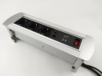 

EU socket /3 bit power Desktop socket / hidden manual rotation/multimedia Dual network RJ45 USB charging desktop socket /new 004