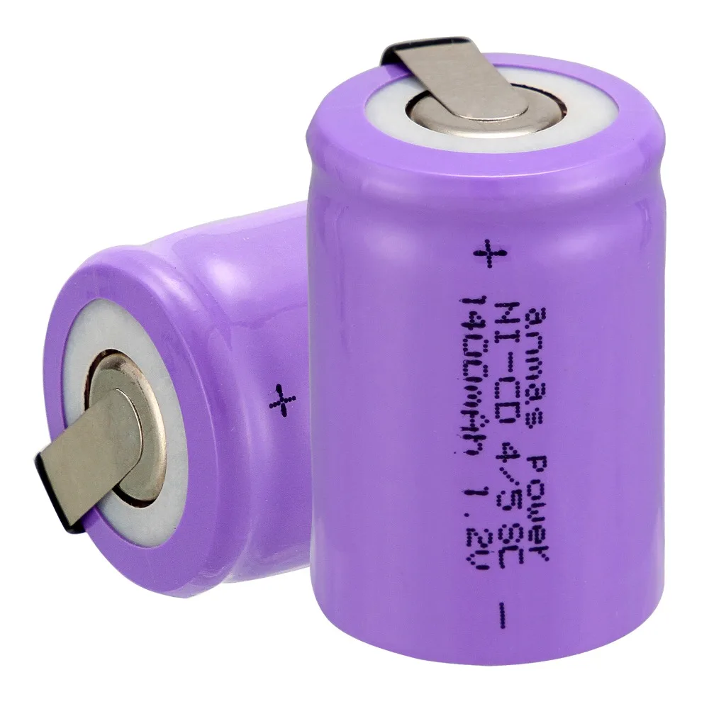 

Anmas power! high quality 2 pcs a set Ni-Cd 36g 4/5 SubC Sub C 1.2V 1400mAh Rechargeable Battery with Tab - Purple