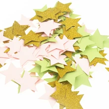 100pcs/pack Paper Confetti ,3cm Round/Star/Heart Birthday Decor Baby Shower Cake Topper Table Decoration Even Party Supplies