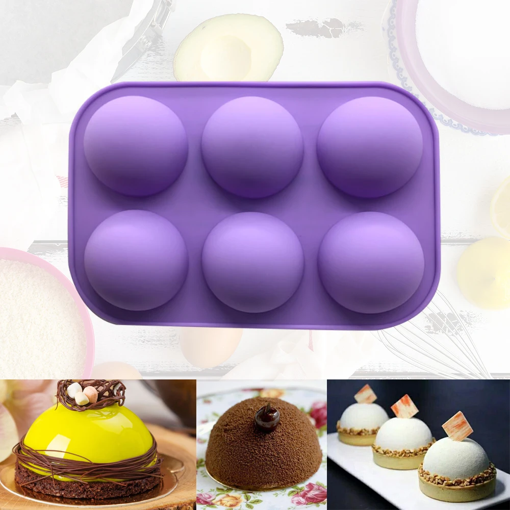 6 Holes Silicone Baking Mold 3D Half Ball Sphere Mold Chocolate Cupcake Cake Mold DIY Muffin Bakeware kitchen Tools