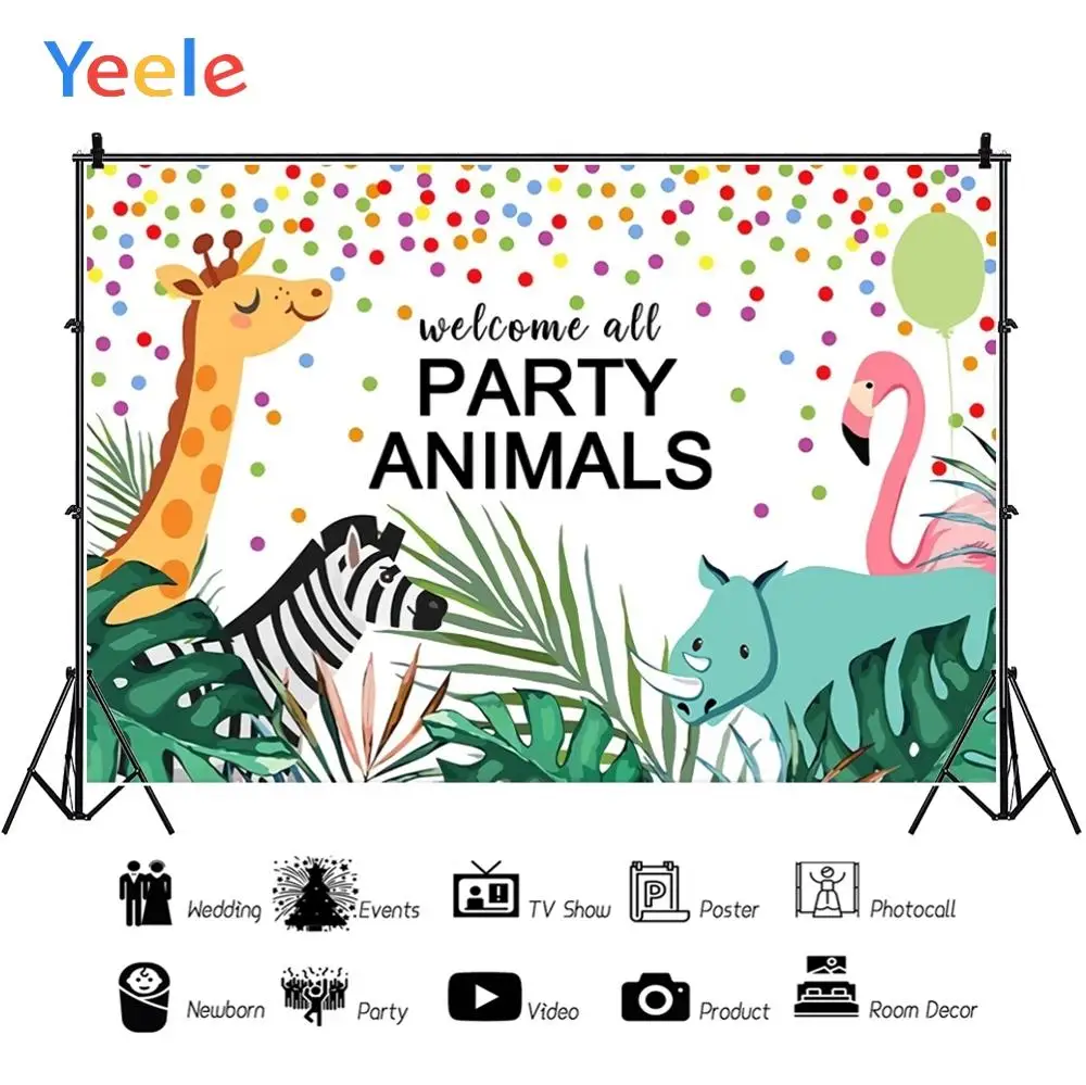 Yeele Tropical Grass Animals Flamingo Party Birthday Photography Backgrounds Customized Photographic Backdrops for Photo Studio