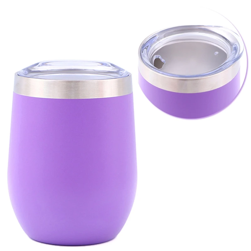 

12 OZ Stainless Steel Wine Glasses Vacuum Insulated with Lids Stemless Metal Wine Glass for Drinkware