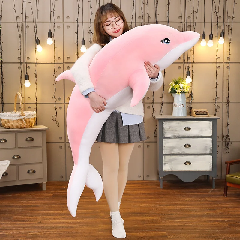 100/120cm Kawaii Soft Dolphin Plush Toys Dolls Stuffed Down Cotton Animal Nap Pillow Creative Kids Toy Birthday Gift for Girls | Игрушки и