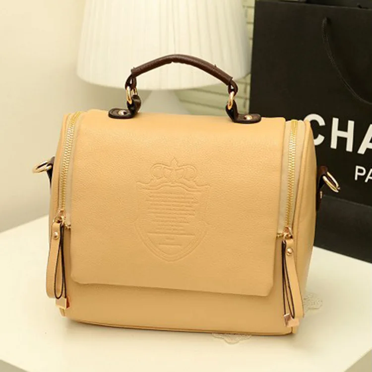 

New Korean version of women's bag stalls supply leather Crown double Pull portable shoulder crossbody bag women messenger bags
