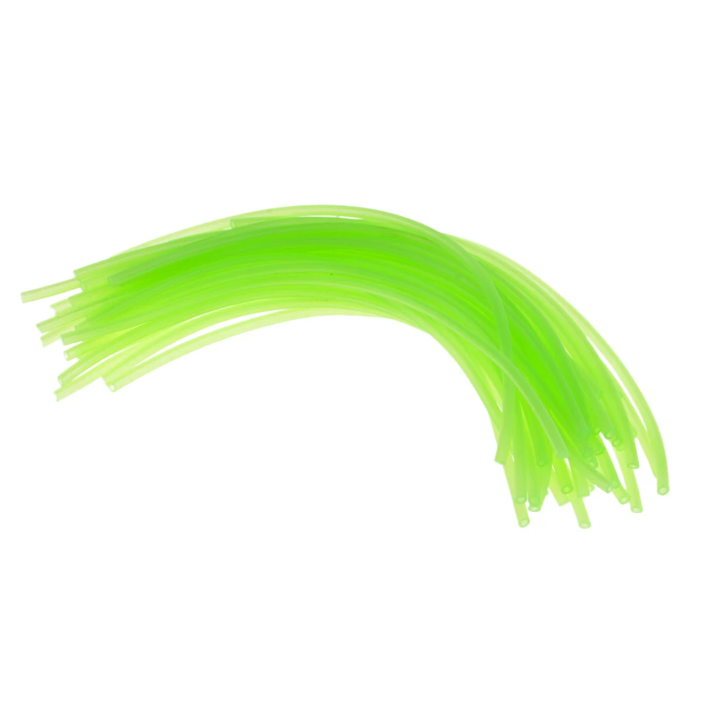 2# 3# 40 Pieces Super Soft Luminous Silicone Tube Rubber Saltwater Rig Lure Tubes  Green For Fishing Accessories