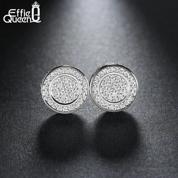 

Effie Queen Delicate Sweet Stud Earrings Micro Zircon Paved Round Earring Jewelry for Women USA Domestic Delivery HOE130