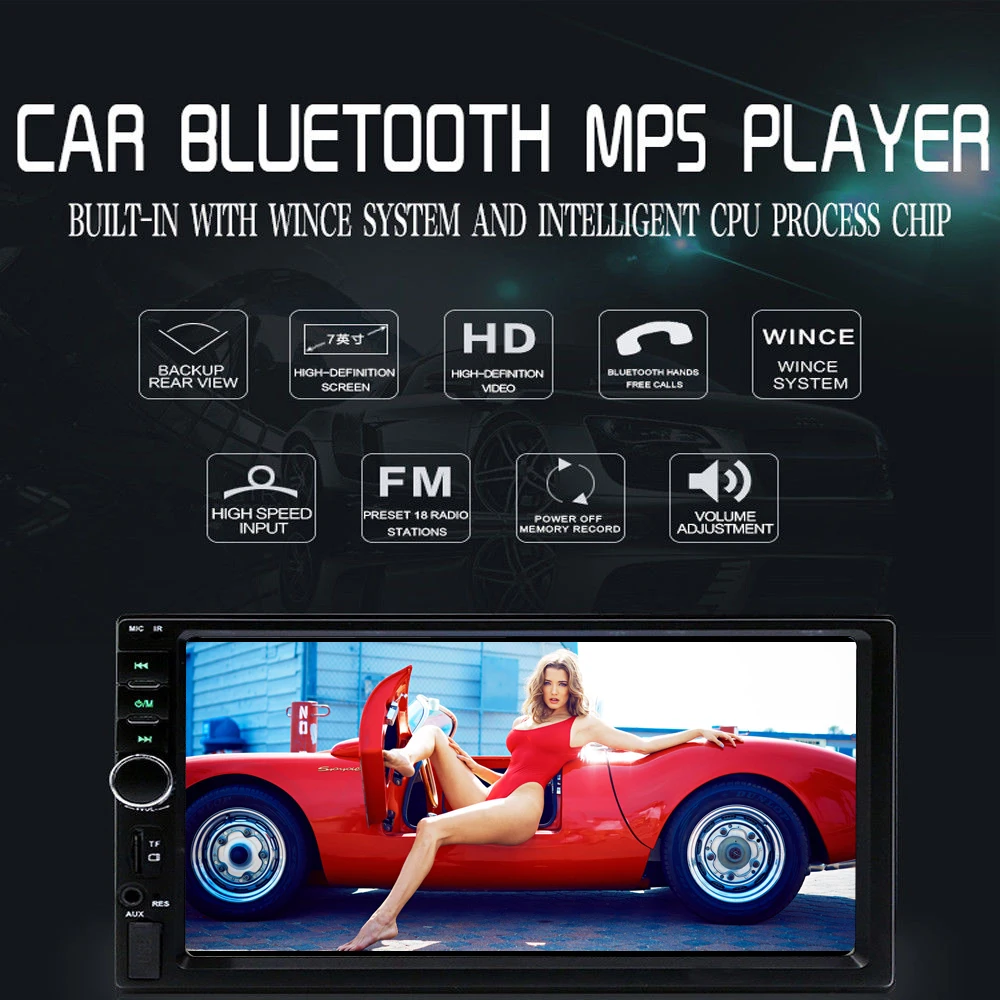 Camecho 2 din автомагнитола " HD сенсорный экран стерео Bluetooth FM приемник SD USB Aux вход MP5 плеер Поддержка камеры заднего вида