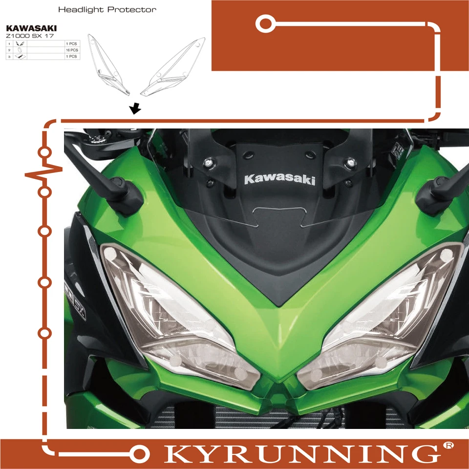 

FOR KAWASAKI Z1000 SX Z1000SX NINJA1000 NINJA 1000 2017-2018 motorcycle Headlight Protector Cover Shield Screen Lens