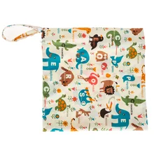 Colorful Printed Diaper Bag Reusable Washable Wet Dry Cloth Zipper Waterproof Baby Nappy Diaper Bag