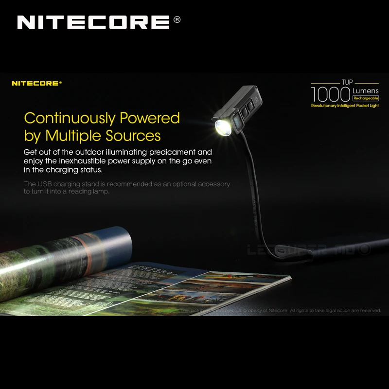 New Arrival NITECORE TUP CREE XP-L HD V6 LED 1000 Lumens Revolutionary Intelligent Rechargeable Pocket Light