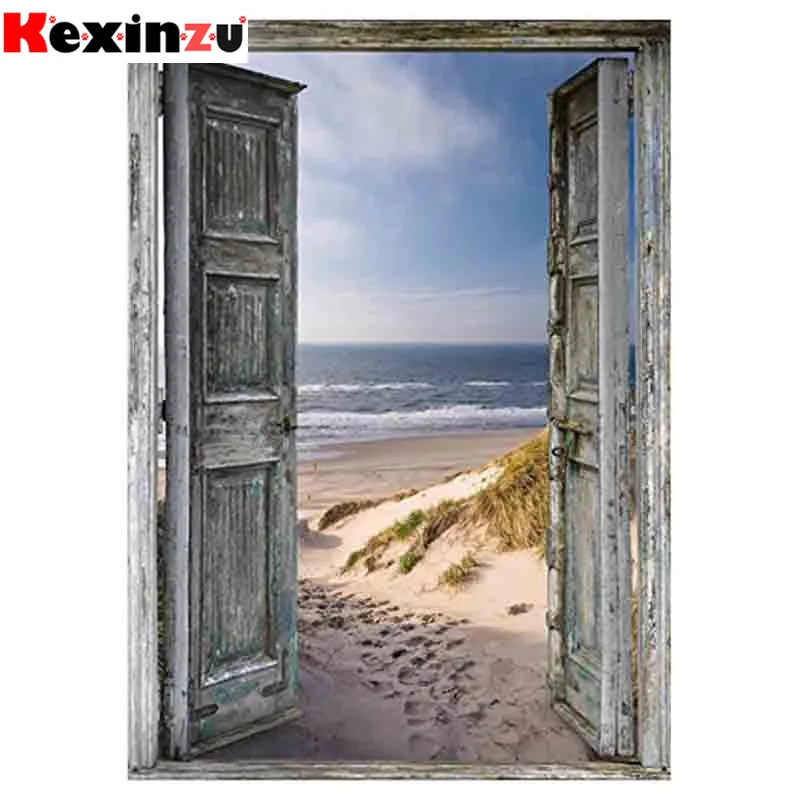 

kexinzu Full Square/Round 5D Diy Diamond Painting Cross Stitch "Door Beach" Diamond 3D Embroidery Mosaic Home Decor Gift K024