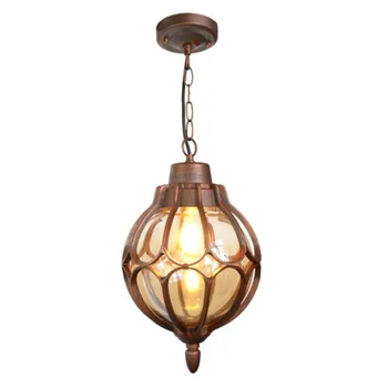 

Loft Vintage Industrial Waterproof Outdoor Globe Round Glass Pendant Light Villa Garden Balcony Hall Europe Ceiling Lamp Pendant